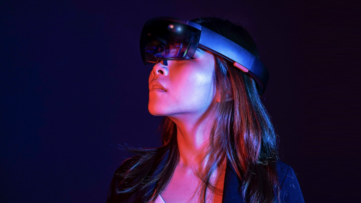 Woman wearing VR headset
